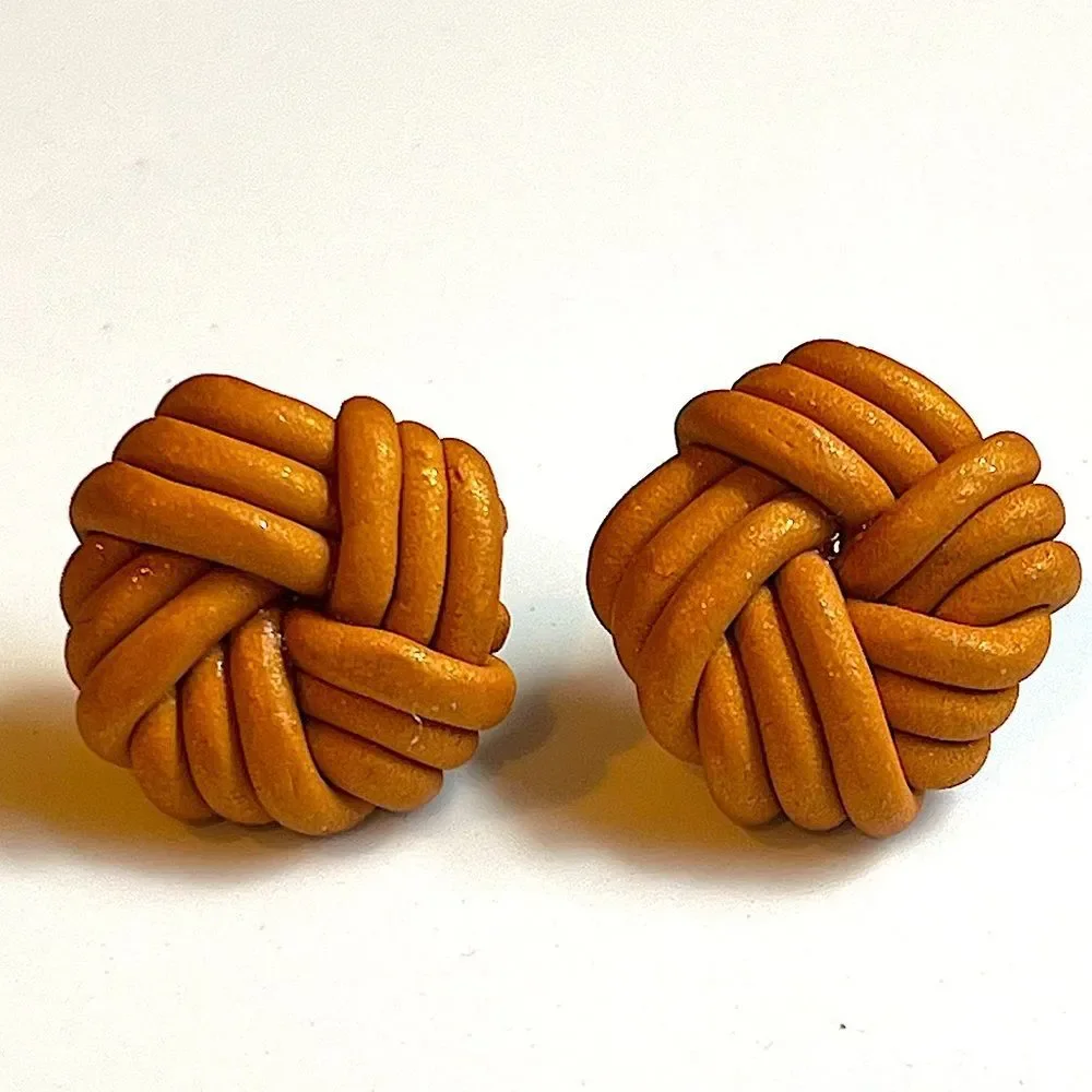 NEW Large Gold Nautical Knot Polymer Clay Stud Earrings
